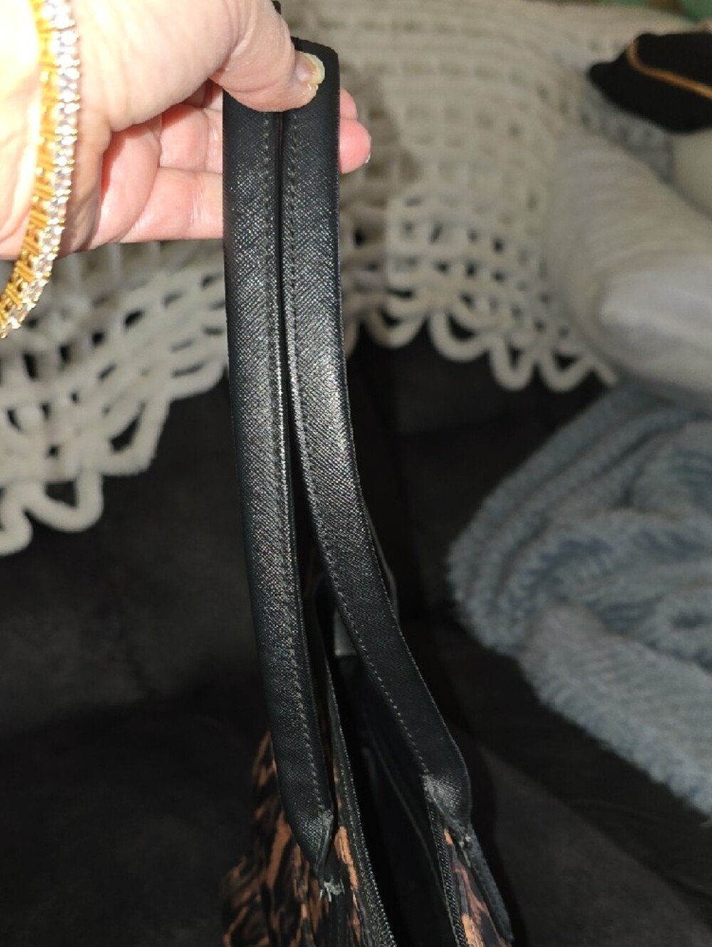 Michael Kors Leopard-Print Tote in Brown/Black w/Gold Hardware Needs Zipper Pull - Picture 13 of 14
